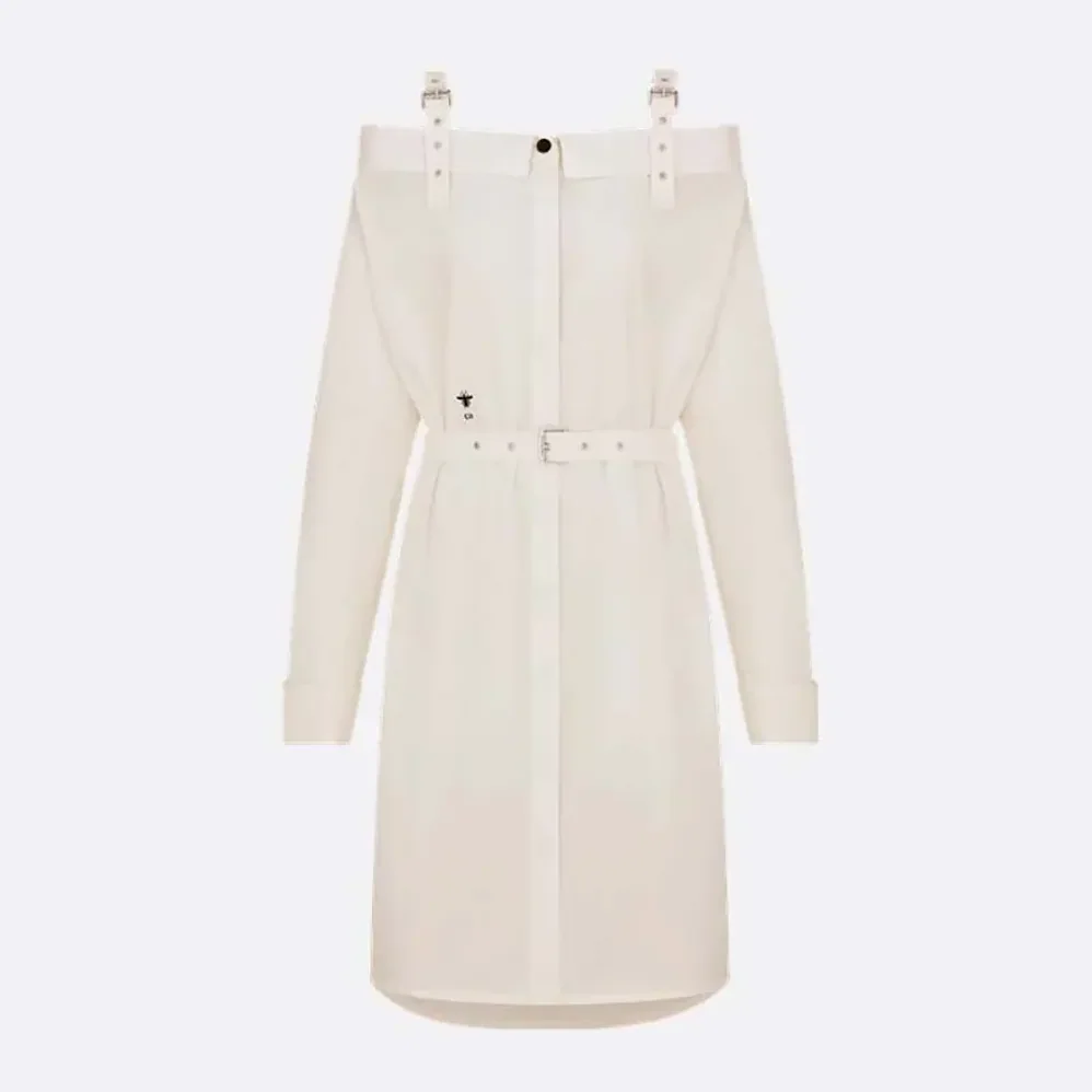 Dior Shirtdress White Lightweight Cotton and Silk Poplin for Women