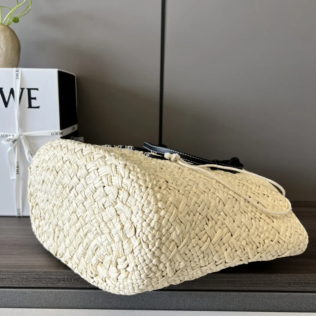 Loewe Anagram Basket Tote Bag Beige Black A223T43X02 Loewe Anagram Basket Tote Bag Beige Black A223T43X02