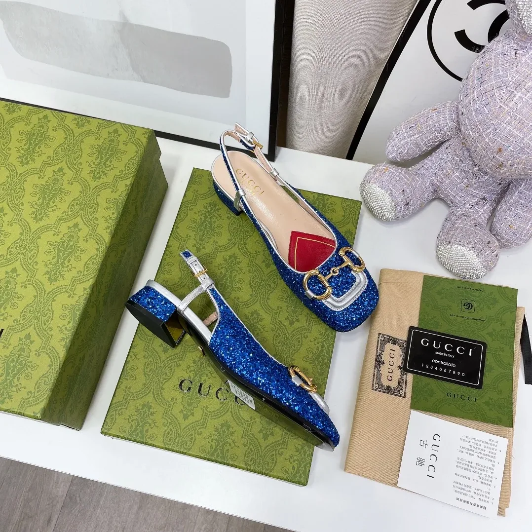 Gucci Lovelight Slingback With Horsebit Blue Gucci Lovelight Slingback With Horsebit Blue