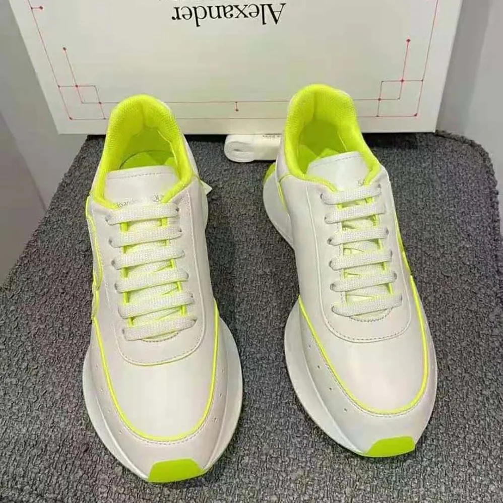 Alexander Mcqueen Sprint Runner in White for Women in Acid Yellow