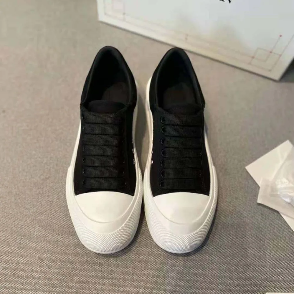 Alexander Mcqueen Deck Lace Up Plimsoll for Women in Black