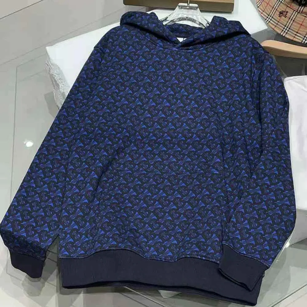 Burberry Monogram Print Cotton Hoodie for Women in Navy Burberry Monogram Print Cotton Hoodie for Women in Navy
