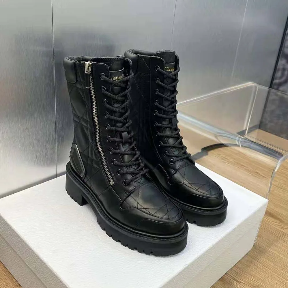 Dior D-Leader Ankle Boot Black Quilted Cannage Calfskin for Women
