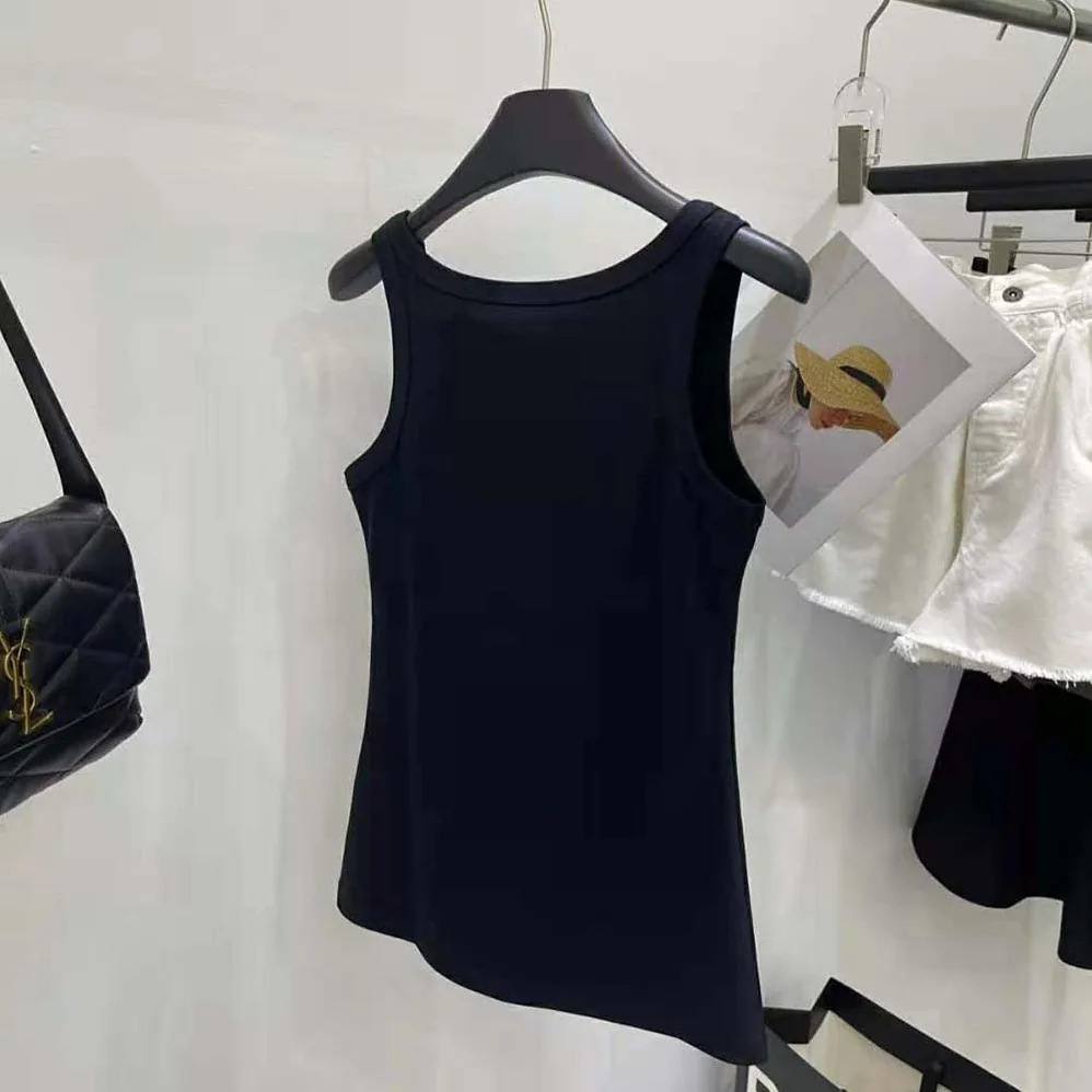 Prada Ribbed Knit Jersey Tank Top for Women in Black