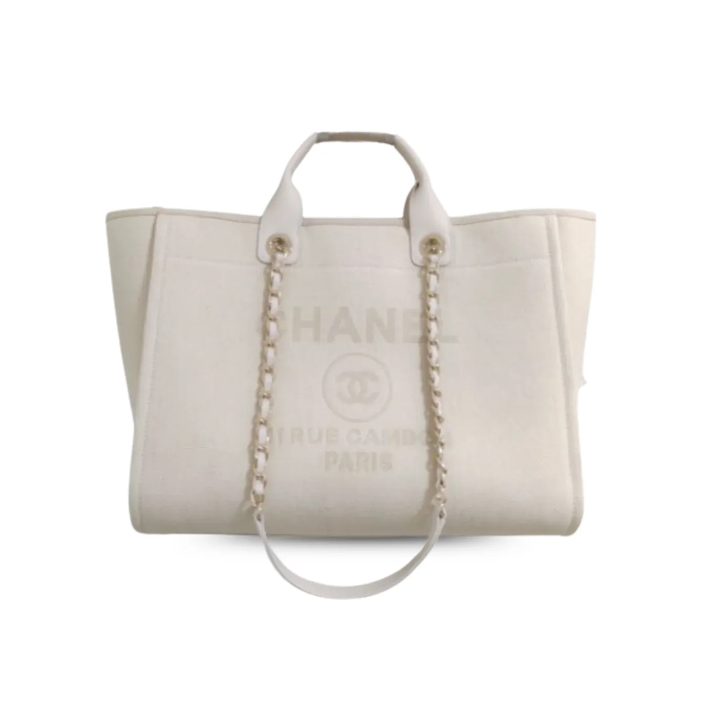 Chanel Deauville Tote Bag in White Gold Hardware