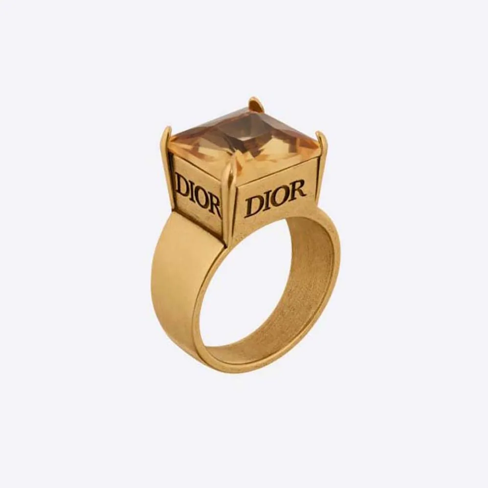 Dior Dio(r)evolution Ring Antique Gold for Women in Finish Metal and Citrine