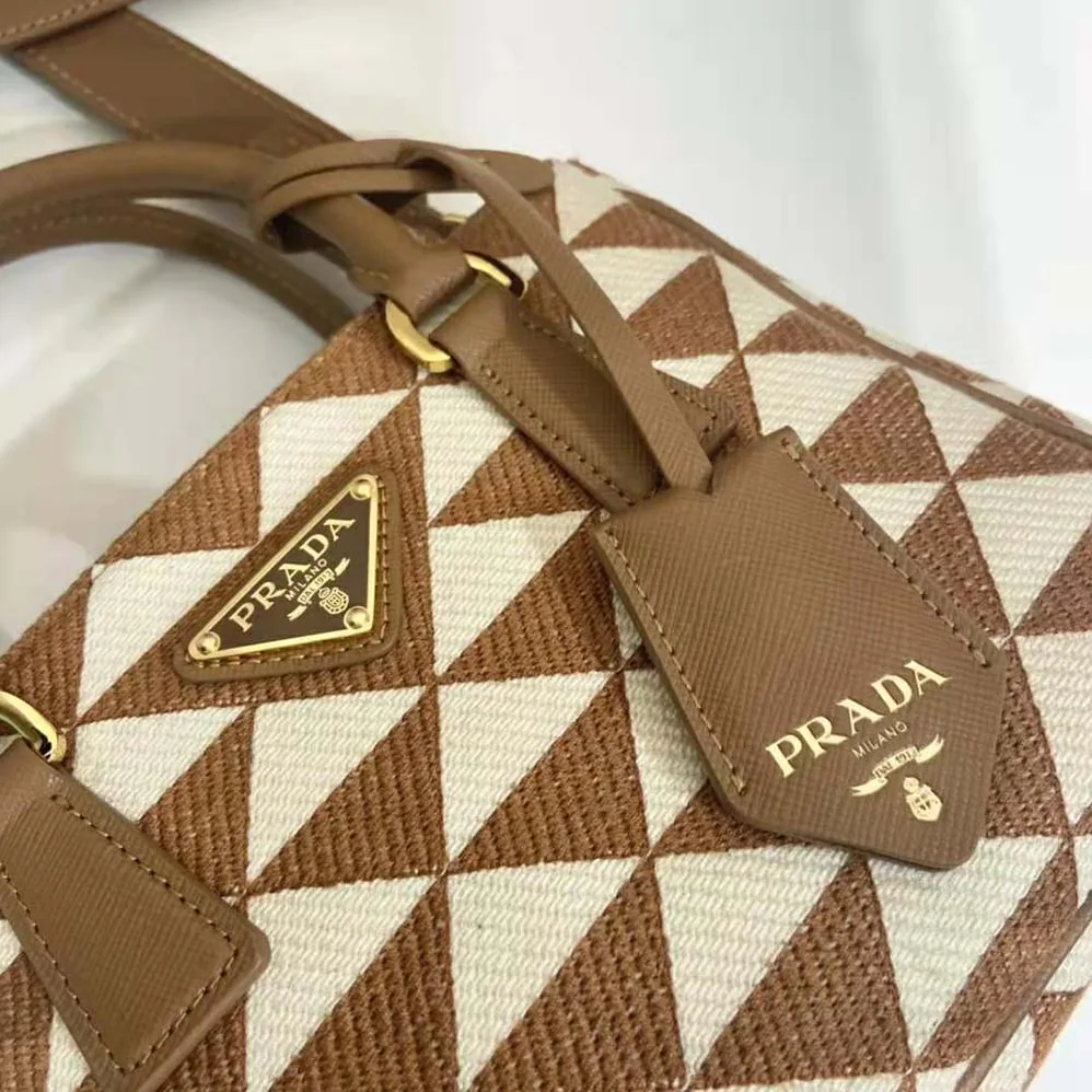 Prada Galleria Embroidered Jacquard Fabric Micro-Bag for Women in Brown Prada Galleria Embroidered Jacquard Fabric Micro-Bag for Women in Brown