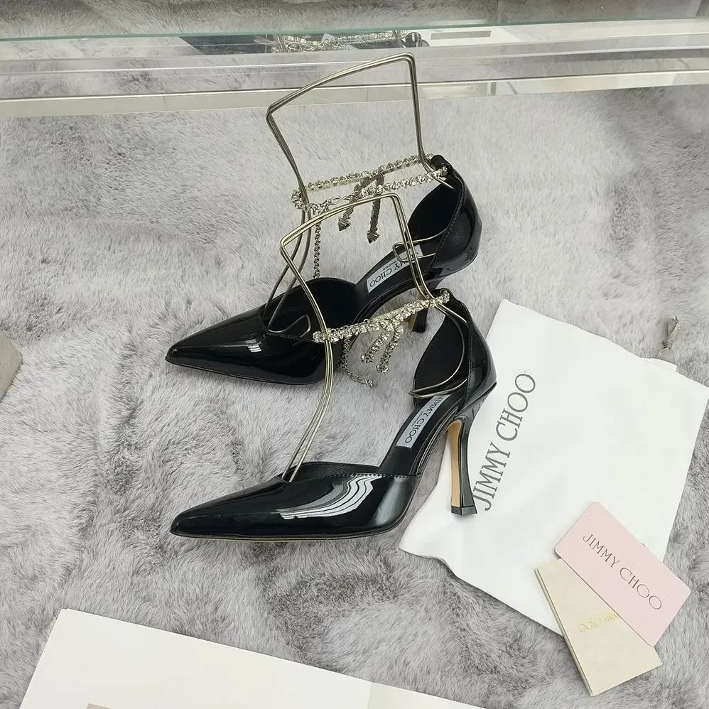 Jimmy Choo Stevie 100 Black Patent Leather Pumps for Women