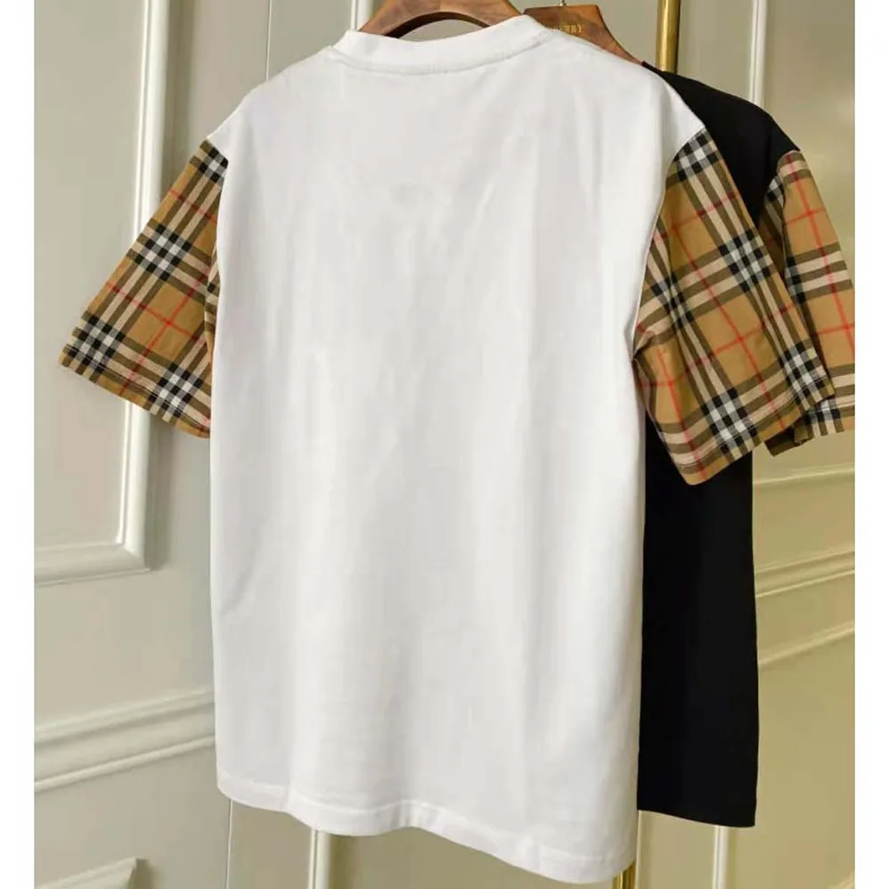Burberry Vintage Check Sleeve Cotton T-shirt for Women in White Burberry Vintage Check Sleeve Cotton T-shirt for Women in White