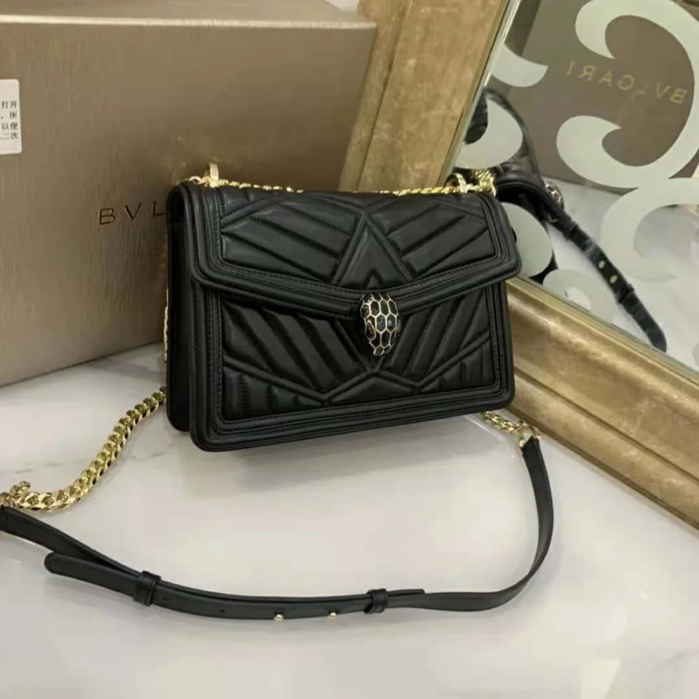 Bvlgari Serpenti Diamond Blast Shoulder Bag for Women in Black