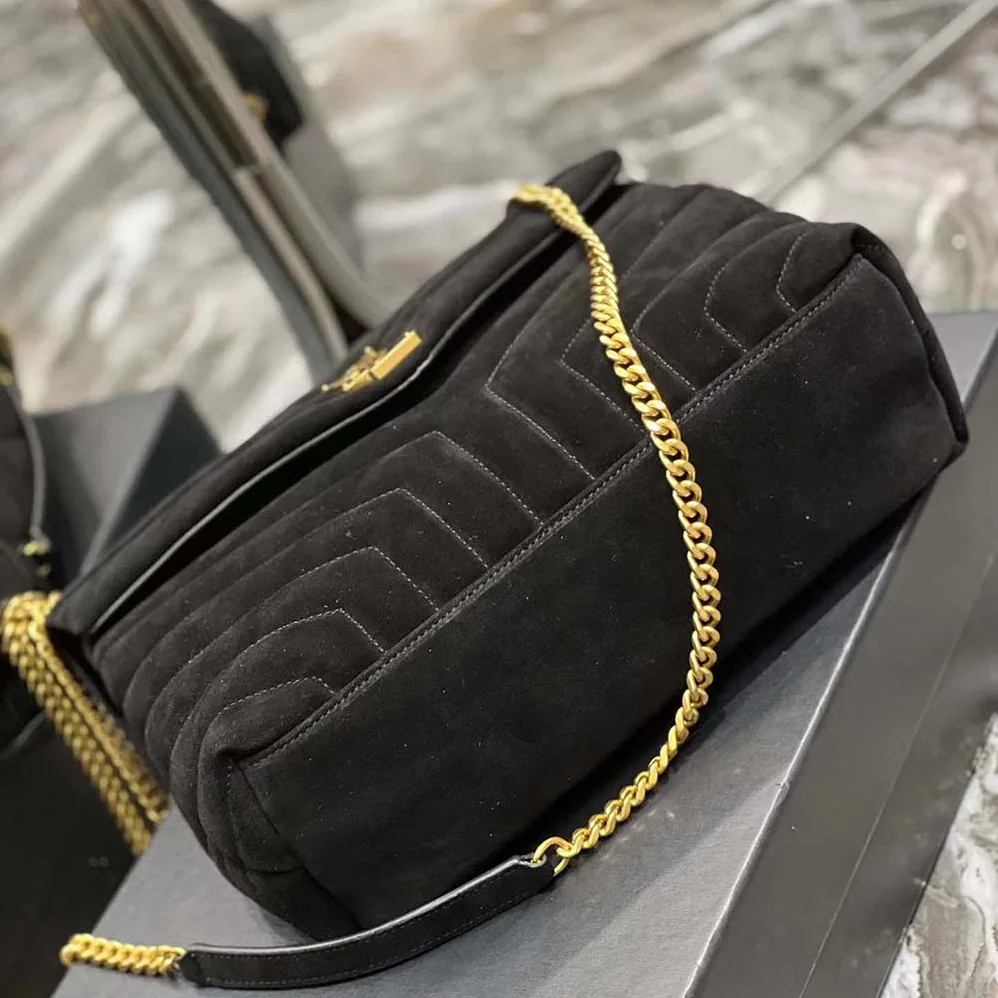 Saint Laurent YSL Loulou Medium in Matelassé Y Suede for Women in Black Saint Laurent YSL Loulou Medium in Matelassé Y Suede for Women in Black