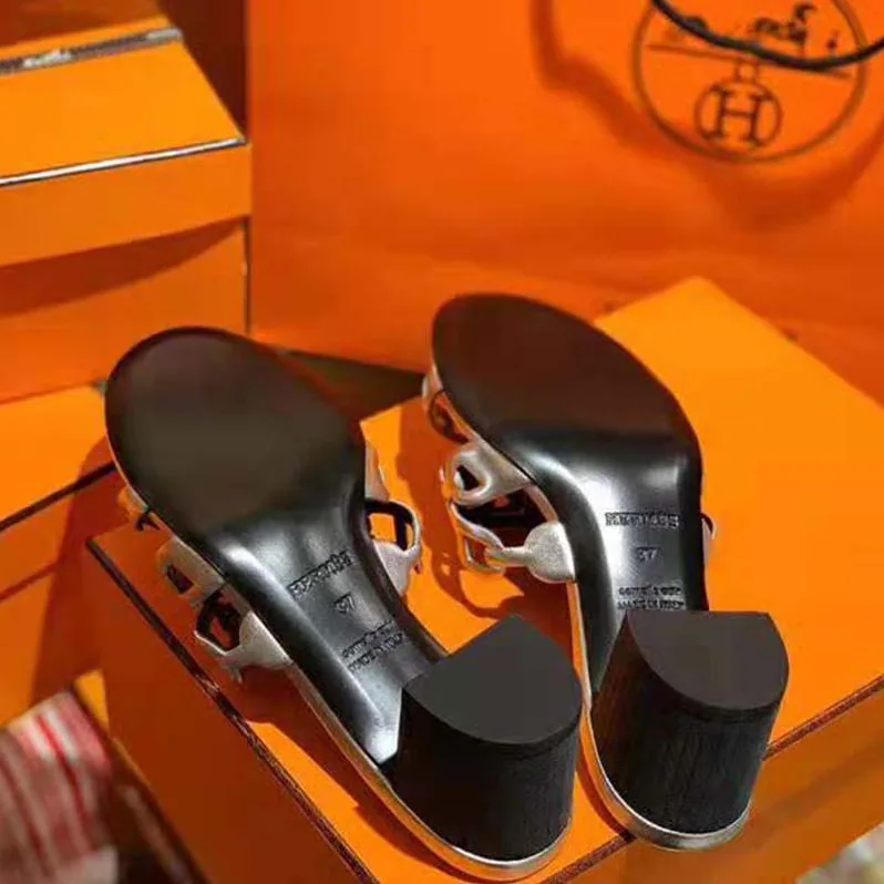 Hermes Tandem Sandal in Nappa Leather 5.1cm Heel for Women in Silver