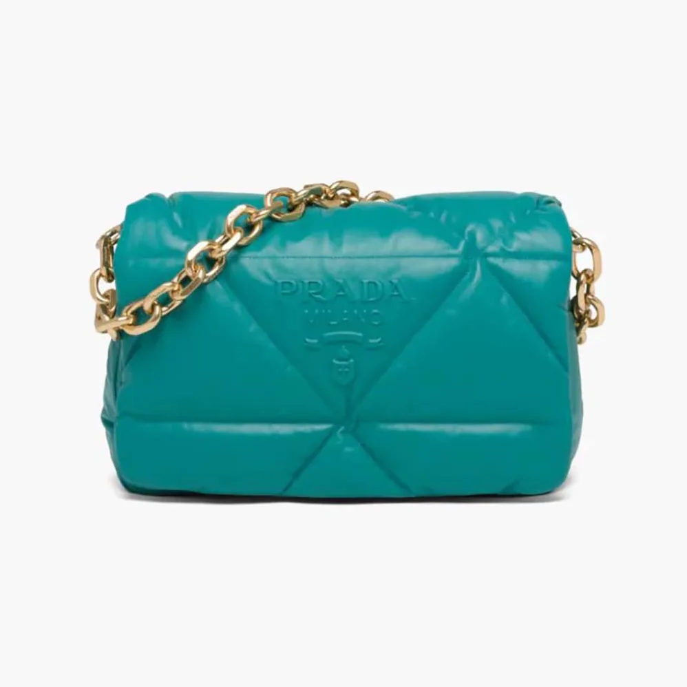 Prada Padded Nappa Leather Shoulder Bag for Women in Lime