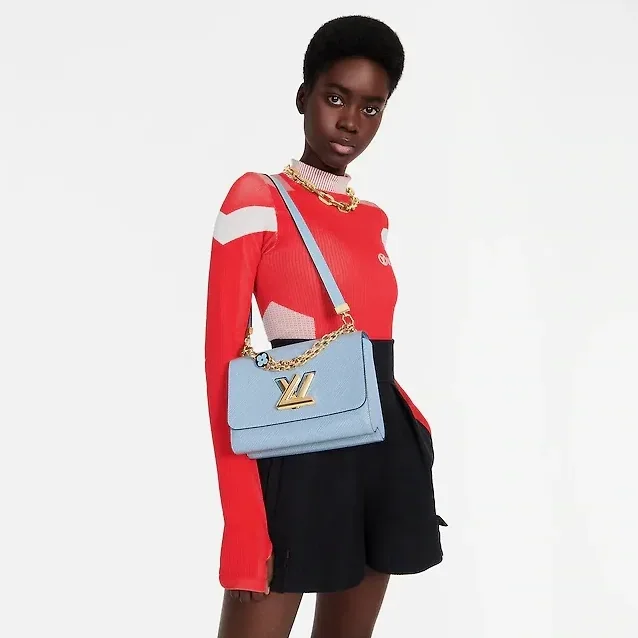 Louis Vuitton Twist MM Monogram Flower Bleu Nuage Blue Louis Vuitton Twist MM Monogram Flower Bleu Nuage Blue