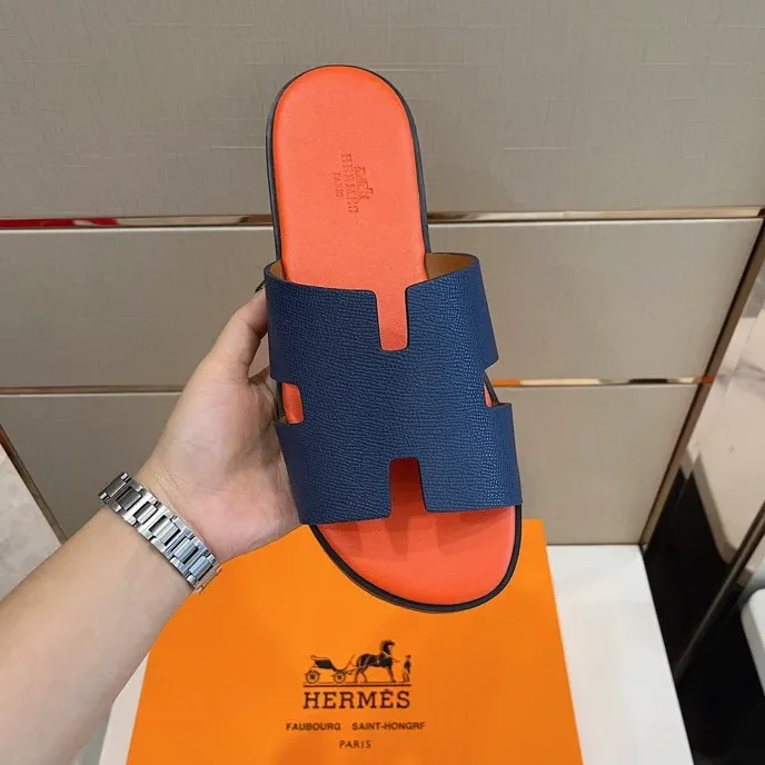 Hermes Izmir Sandals Orange in Blue Hermes Izmir Sandals Orange in Blue
