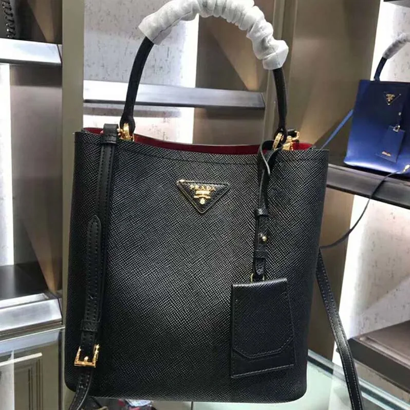 Prada Double Medium Bag in Saffiano Leather for Women in Black