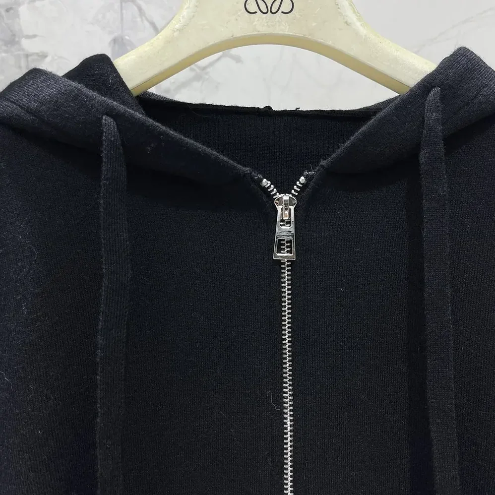 Loewe Anagram Zip-up Hoodie in Wool for Women in Black Loewe Anagram Zip-up Hoodie in Wool for Women in Black