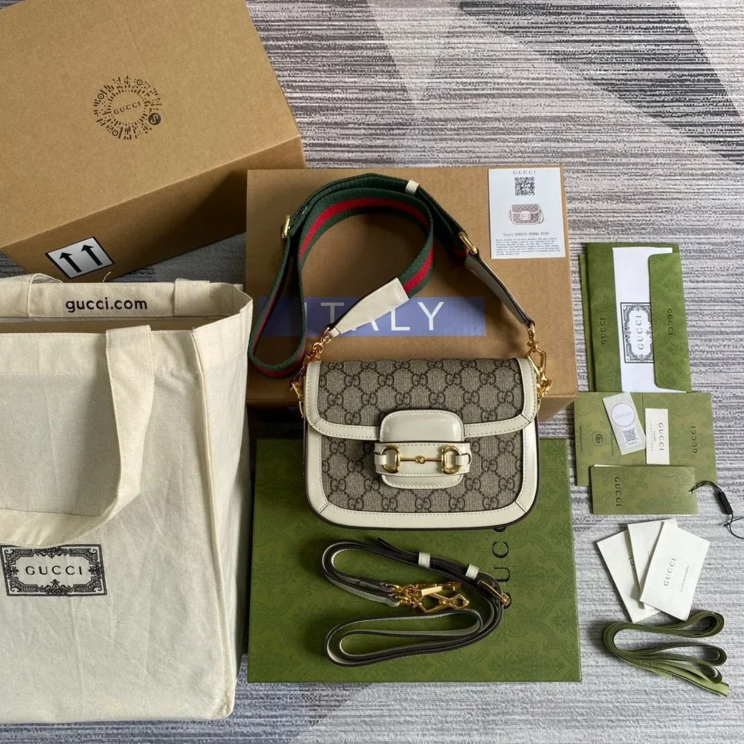 Gucci Horsebit 1955 GG Mini Bag White