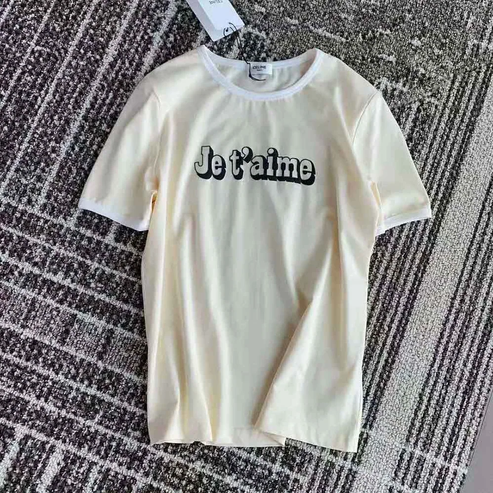 Celine Je T aime Cotton Jersey T-shirt for Women in Yellow