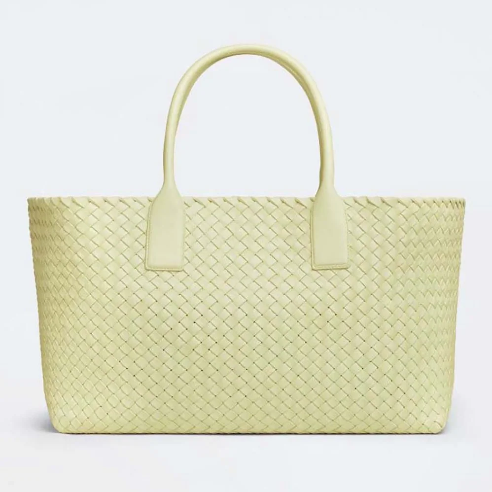 Bottega Veneta Medium Cabat Leather Tote Bag for Women in Lime Bottega Veneta Medium Cabat Leather Tote Bag for Women in Lime