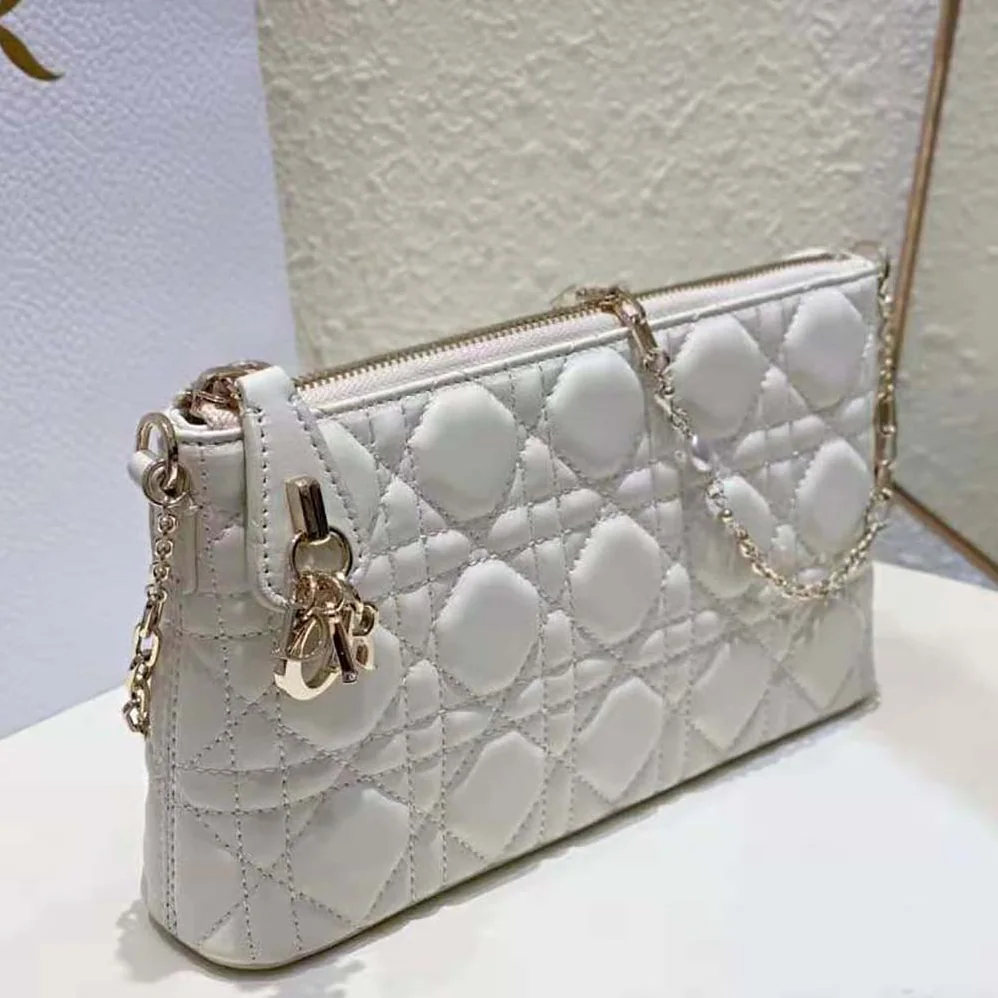 Dior Miss Dior Dior Midi Mini Bag White Cannage Lambskin for Women