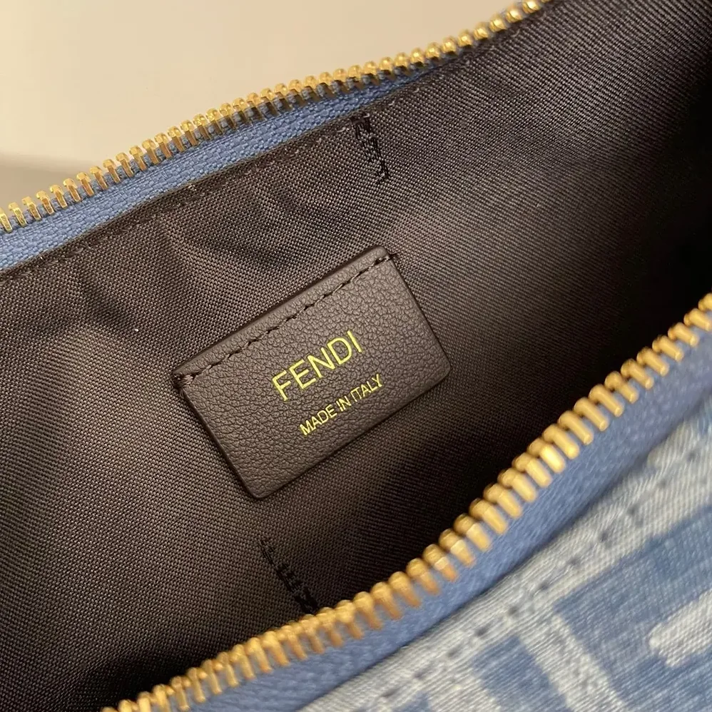 Fendi Fendigraphy Small Light blue FF Denim Fabric Bag for Women