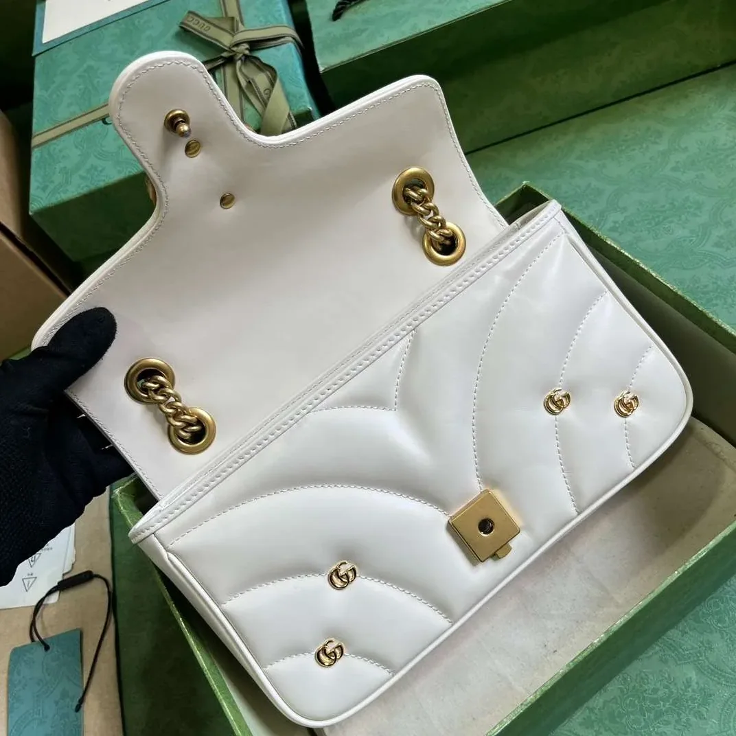 Gucci Marmont Matelasse Mini Shoulder Bag in White Gold Hardware Gucci Marmont Matelasse Mini Shoulder Bag in White Gold Hardware