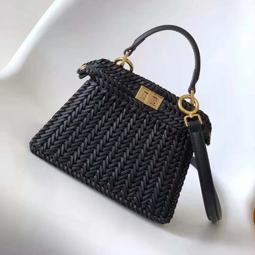 Fendi Peekaboo ISeeU Petite Black Padded Calfskin Leather Bag for Women