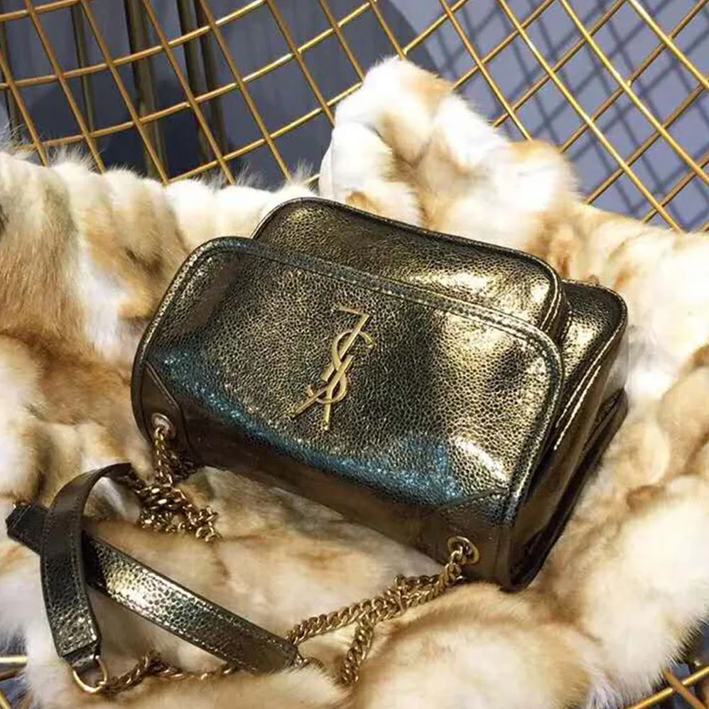 Saint Laurent YSL Niki Baby in Metallic Leather for Women in Black