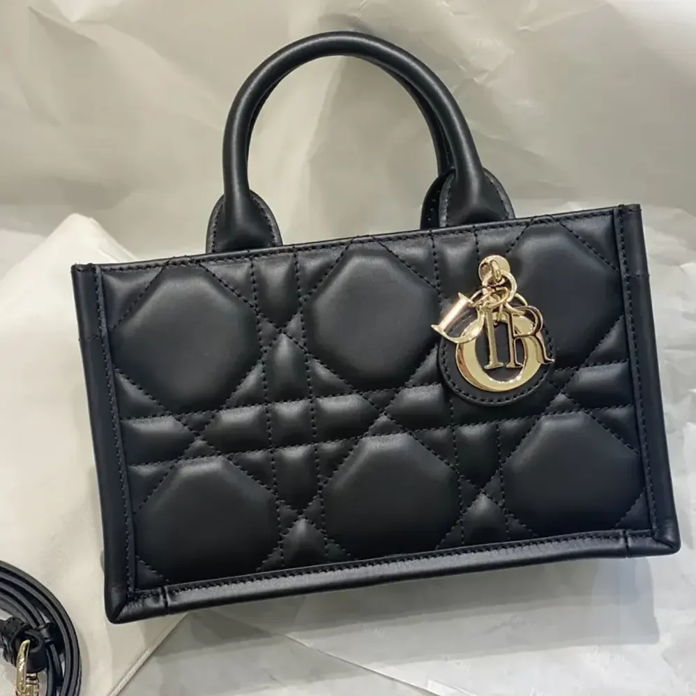 Dior Mini Dior Book Tote Black Macrocannage Calfskin for Women Dior Mini Dior Book Tote Black Macrocannage Calfskin for Women