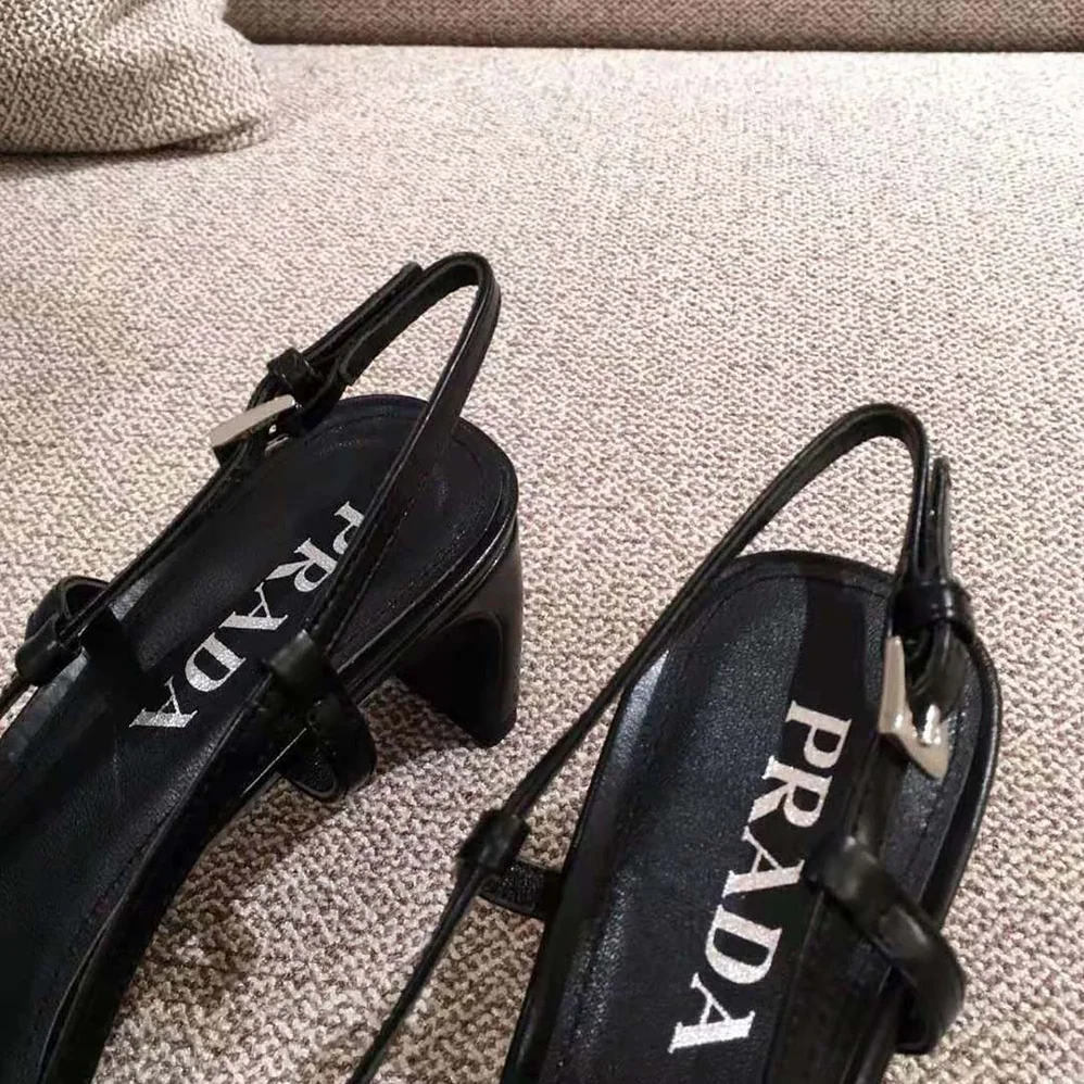 Prada Naplak Leather Slingbacks in 55 mm Heel for Women in Black
