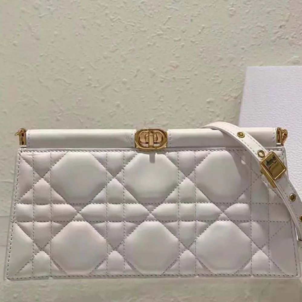 Dior Dior Caro Colle Noire Clutch with Chain Latte Cannage Lambskin for Women Dior Dior Caro Colle Noire Clutch with Chain Latte Cannage Lambskin for Women