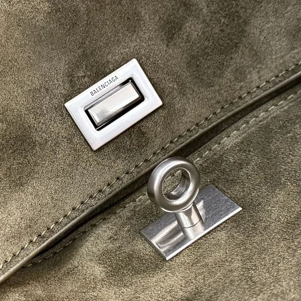 Balenciaga Rodeo Handbag Medium In Khaki Waxed Suede Calfskin And Smooth Calfskin for Women Balenciaga Rodeo Handbag Medium In Khaki Waxed Suede Calfskin And Smooth Calfskin for Women