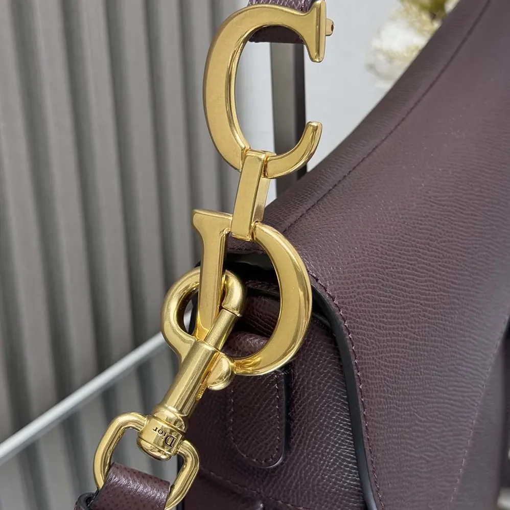 Dior Saddle Bag with Strap Plum Grained Calfskin for Women Dior Saddle Bag with Strap Plum Grained Calfskin for Women