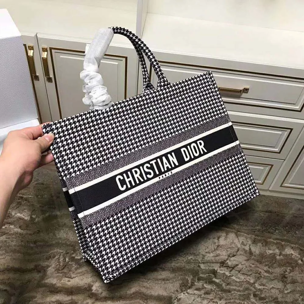 Dior Book Tote Bag in Embroidered Canvas-Black for Women in Black Dior Book Tote Bag in Embroidered Canvas-Black for Women in Black