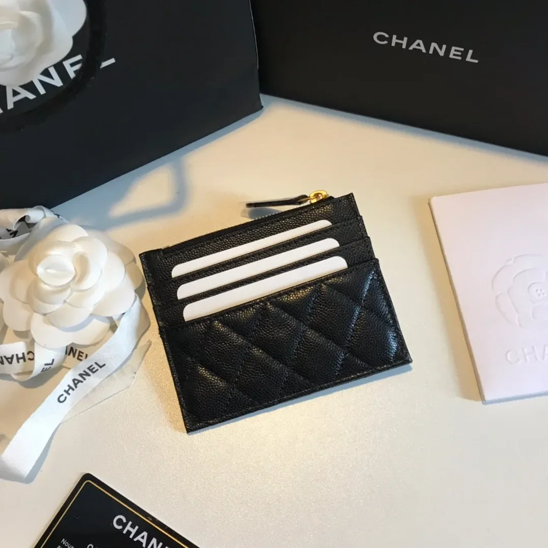 Chanel Flat Card Holder Black Bag /