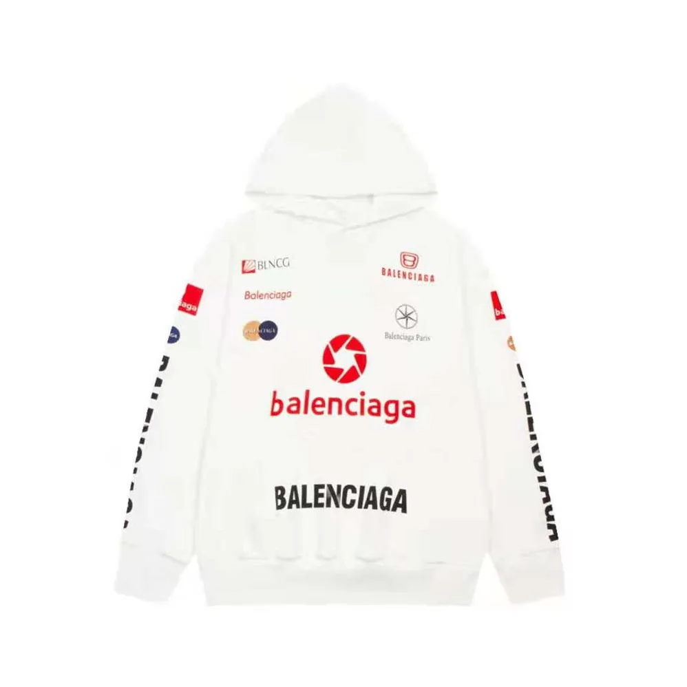 Balenciaga Top League Hoodie Oversized in White for Women