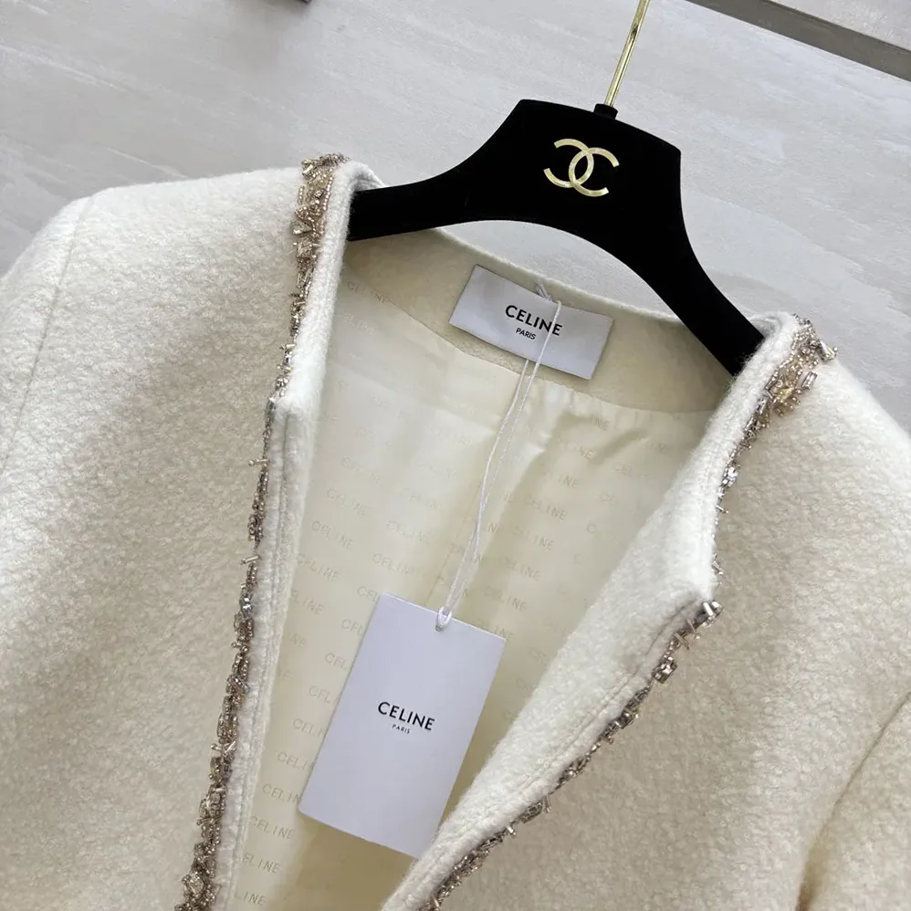 Celine Embroidered Chelsea Jacket in Silk Natté for Women