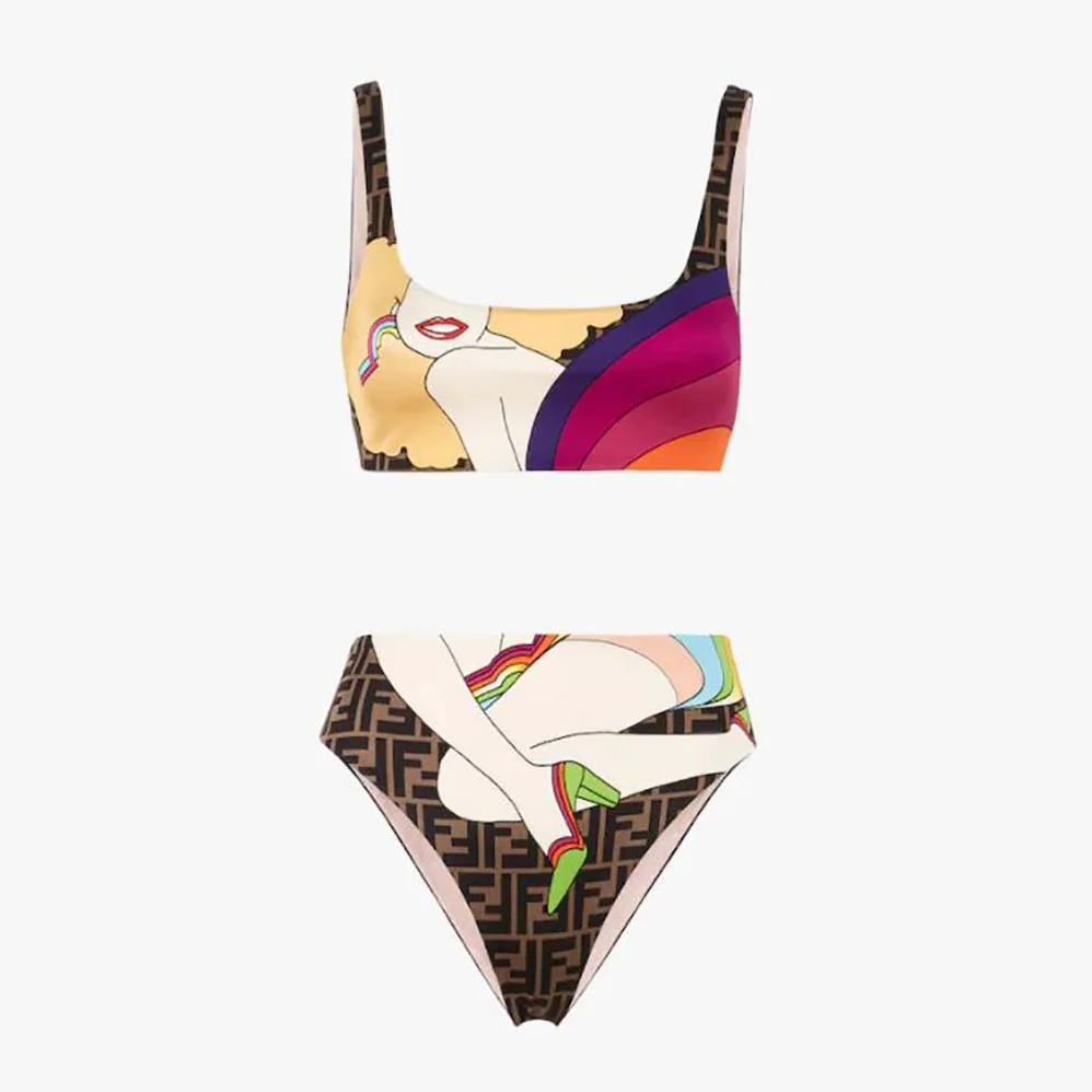 Fendi Swimsuit Multicolor Lycra Bikini for Women in Pink Fendi Swimsuit Multicolor Lycra Bikini for Women in Pink