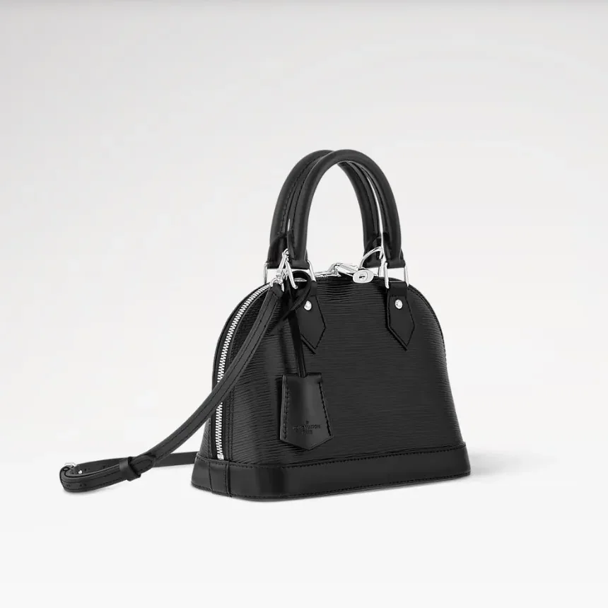 Louis Vuitton Alma BB Top Handle Bag in Black Silver Hardware