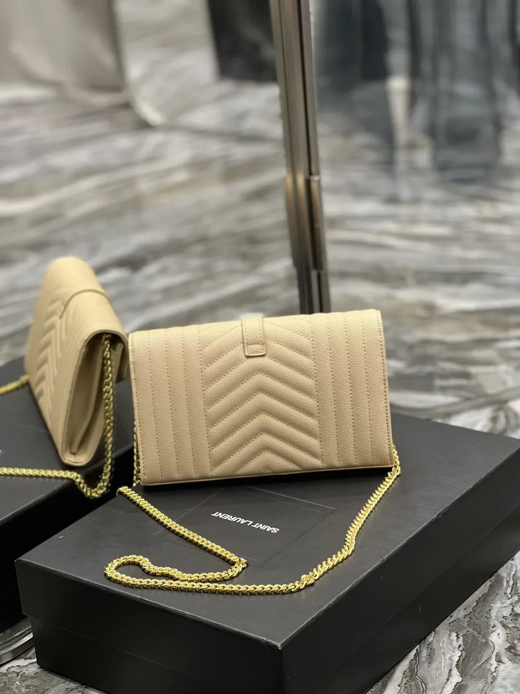 Saint Laurent Envelope Small Chain Bag Beige Saint Laurent Envelope Small Chain Bag Beige