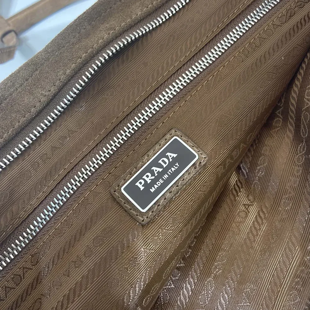 Prada Bonnie Suede Tote Bag for Unisex in Cinnamon