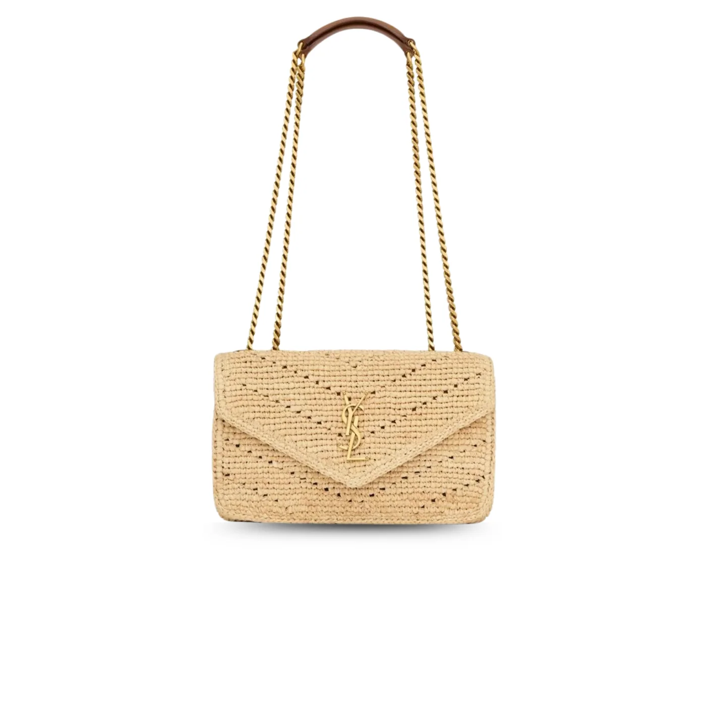 Saint Laurent Loulou Small Shoulder Bag in Beige Raffia Gold Hardware Saint Laurent Loulou Small Shoulder Bag in Beige Raffia Gold Hardware