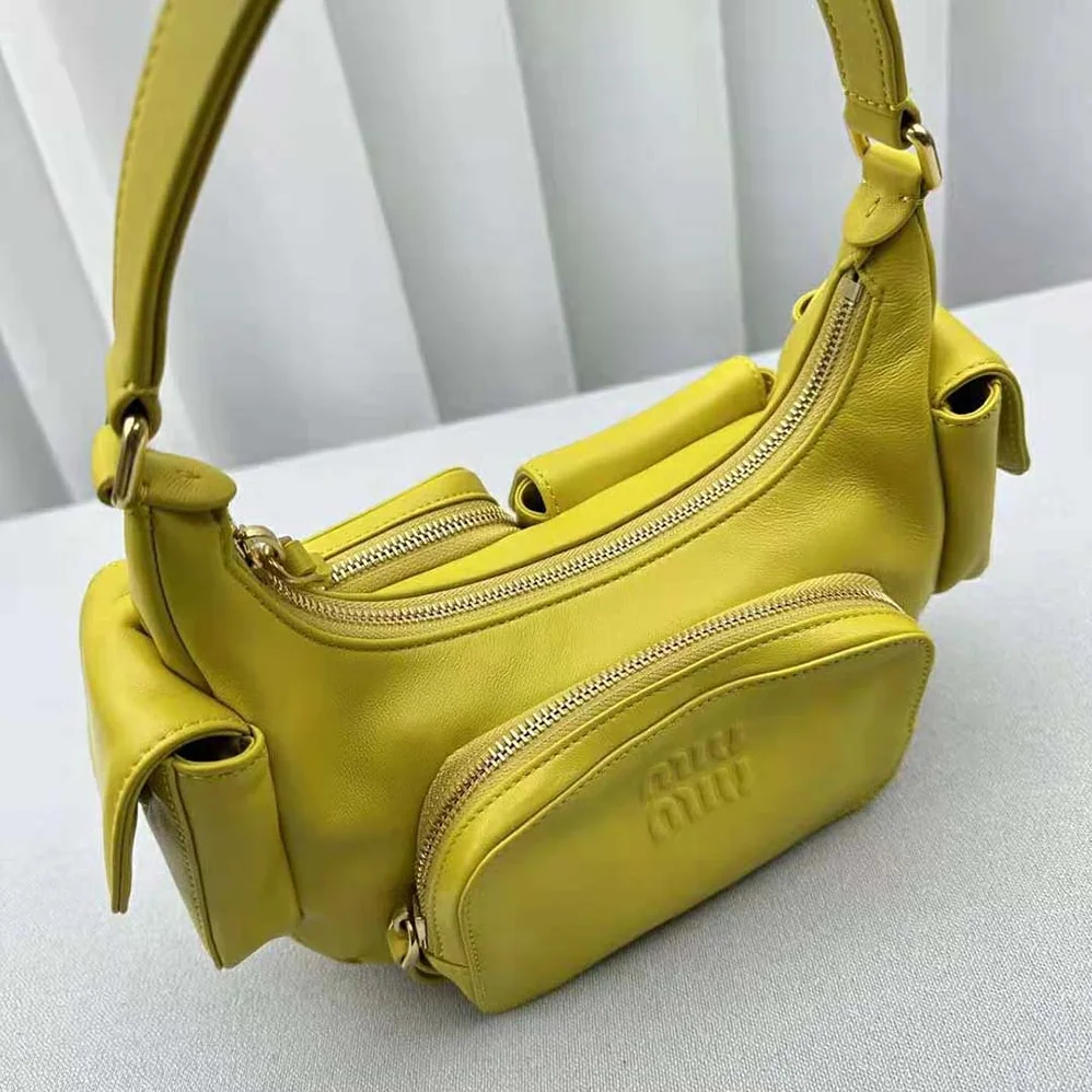 Miu Miu Nappa Leather Pocket Bag for Women in Yellow