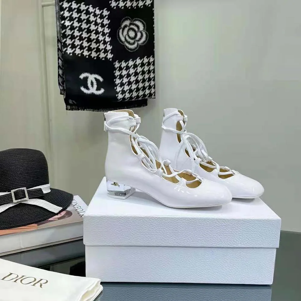 Dior Arty Lace-up Ankle Boot White Patent Calfskin for Women Dior Arty Lace-up Ankle Boot White Patent Calfskin for Women