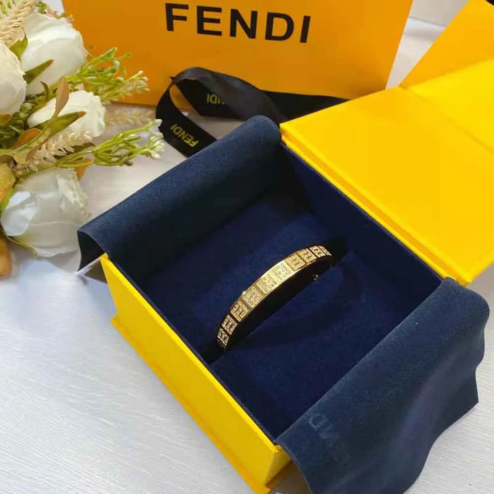 Fendi Stiff Narrow-Band FF Bracelet Gold for Women in colored Fendi Stiff Narrow-Band FF Bracelet Gold for Women in colored