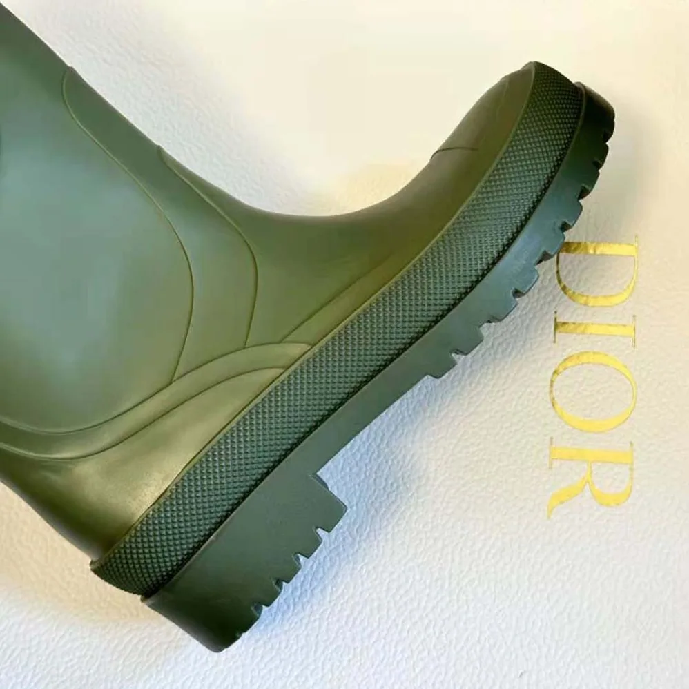Dior Diorunion Rain Boot Khaki Rubber with Dior Union Motif for Women