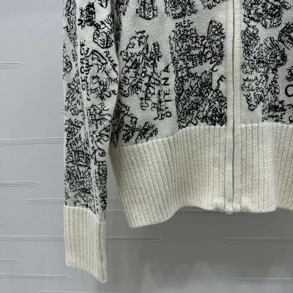 Dior DiorAlps Mock-Neck Cardigan White and Black Wool and Cashmere Knit for Women