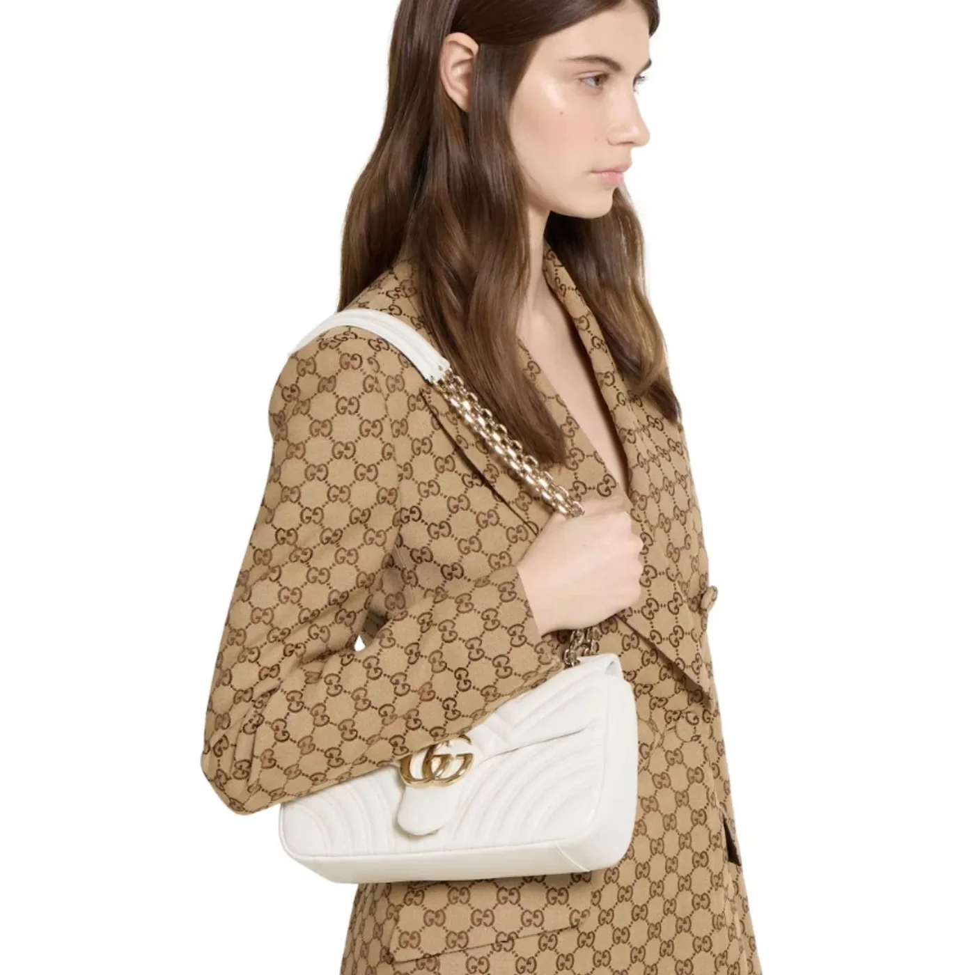 Gucci Marmont Medium Shoulder Bag in White Gold Hardware Gucci Marmont Medium Shoulder Bag in White Gold Hardware