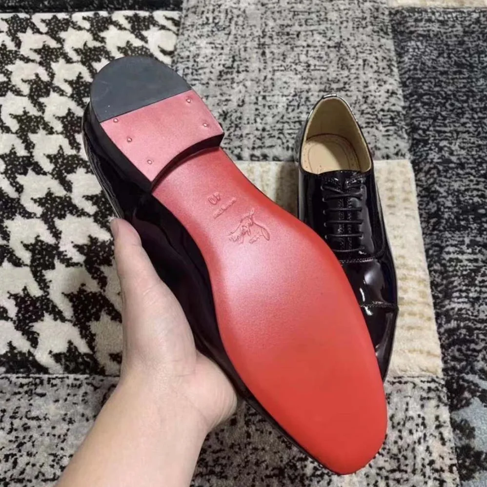 Christian Louboutin Greggo Lace-up Shoes in Patent Calf Leather for Men in Black Christian Louboutin Greggo Lace-up Shoes in Patent Calf Leather for Men in Black